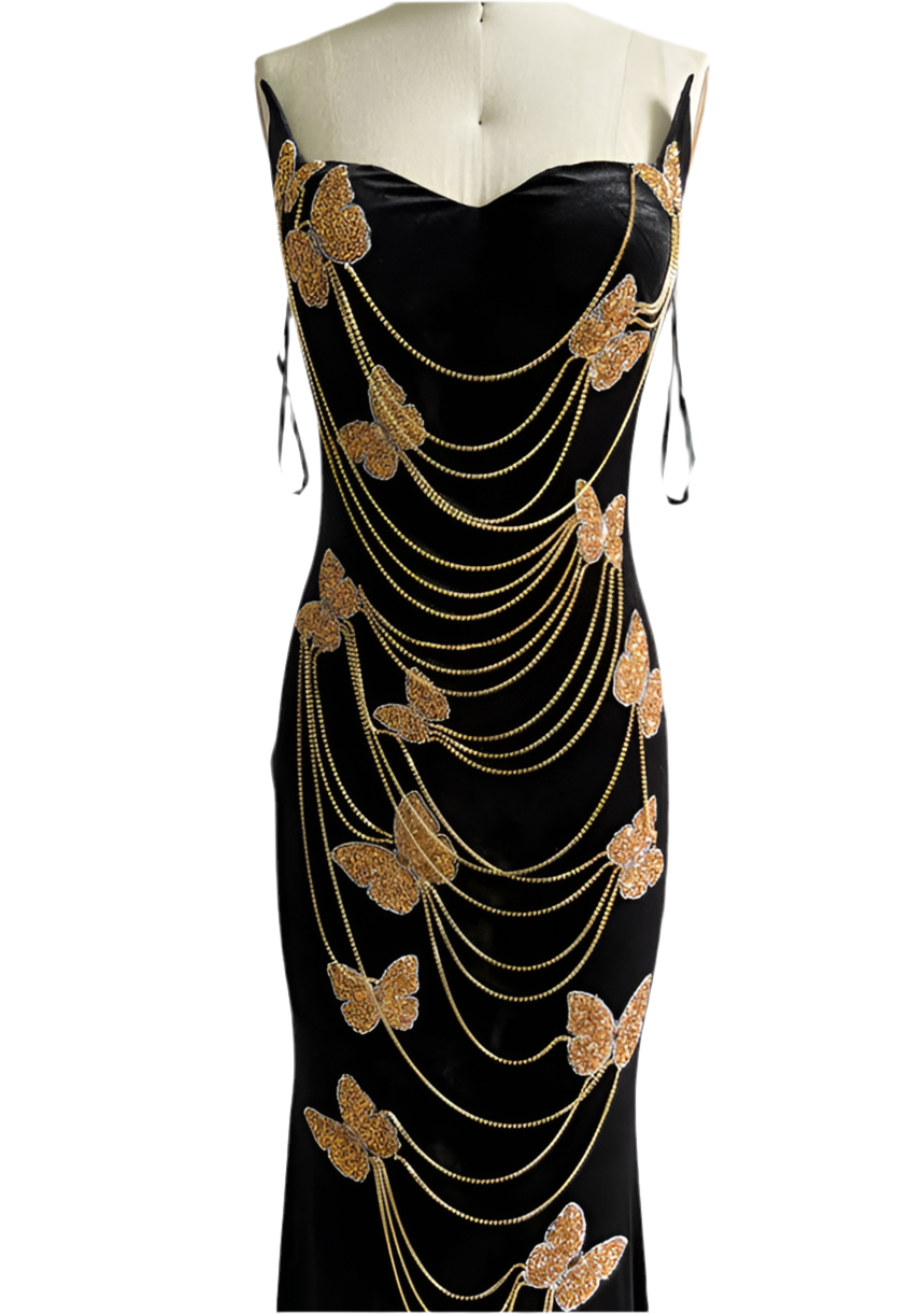 Butter Fly Jeweled Dress