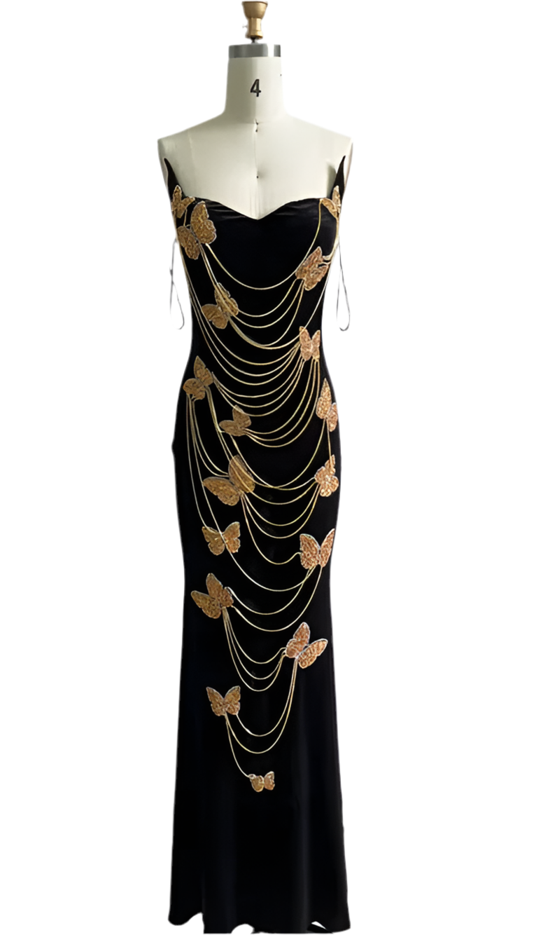 Butter Fly Jeweled Dress