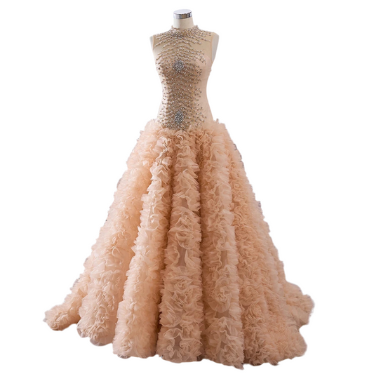 Modern Glam Ruffled Tulle Prom Dress