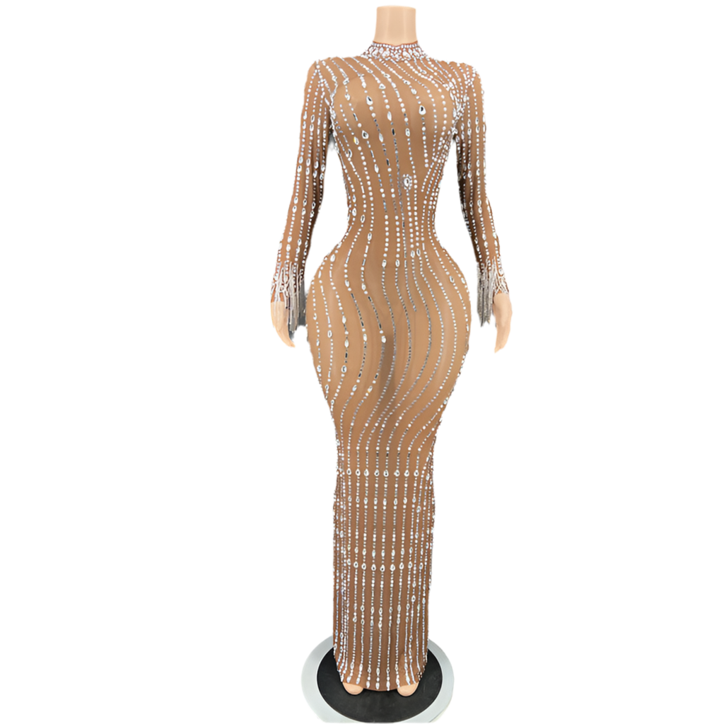 Top Model Hazelnut Mesh + Crystal  Dress