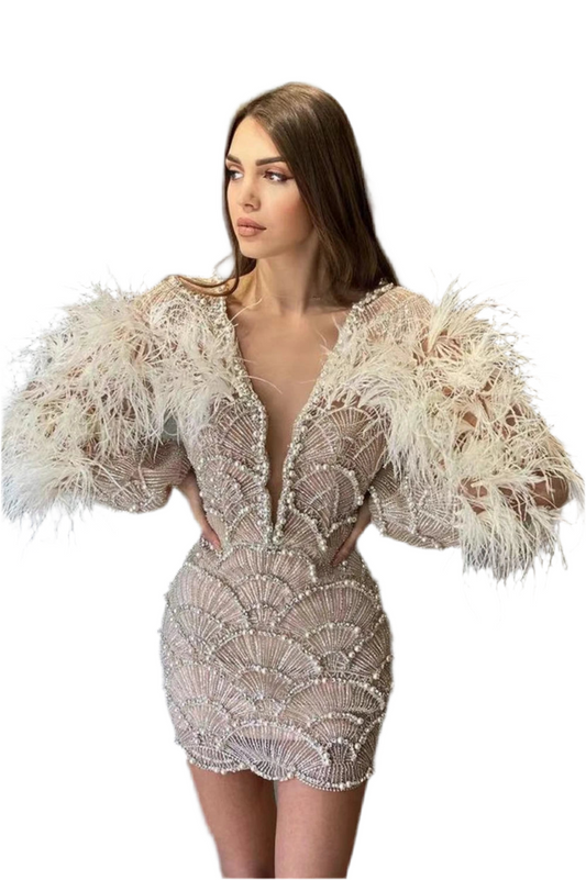 Lilly Feather + Pearl Cocktail Dress