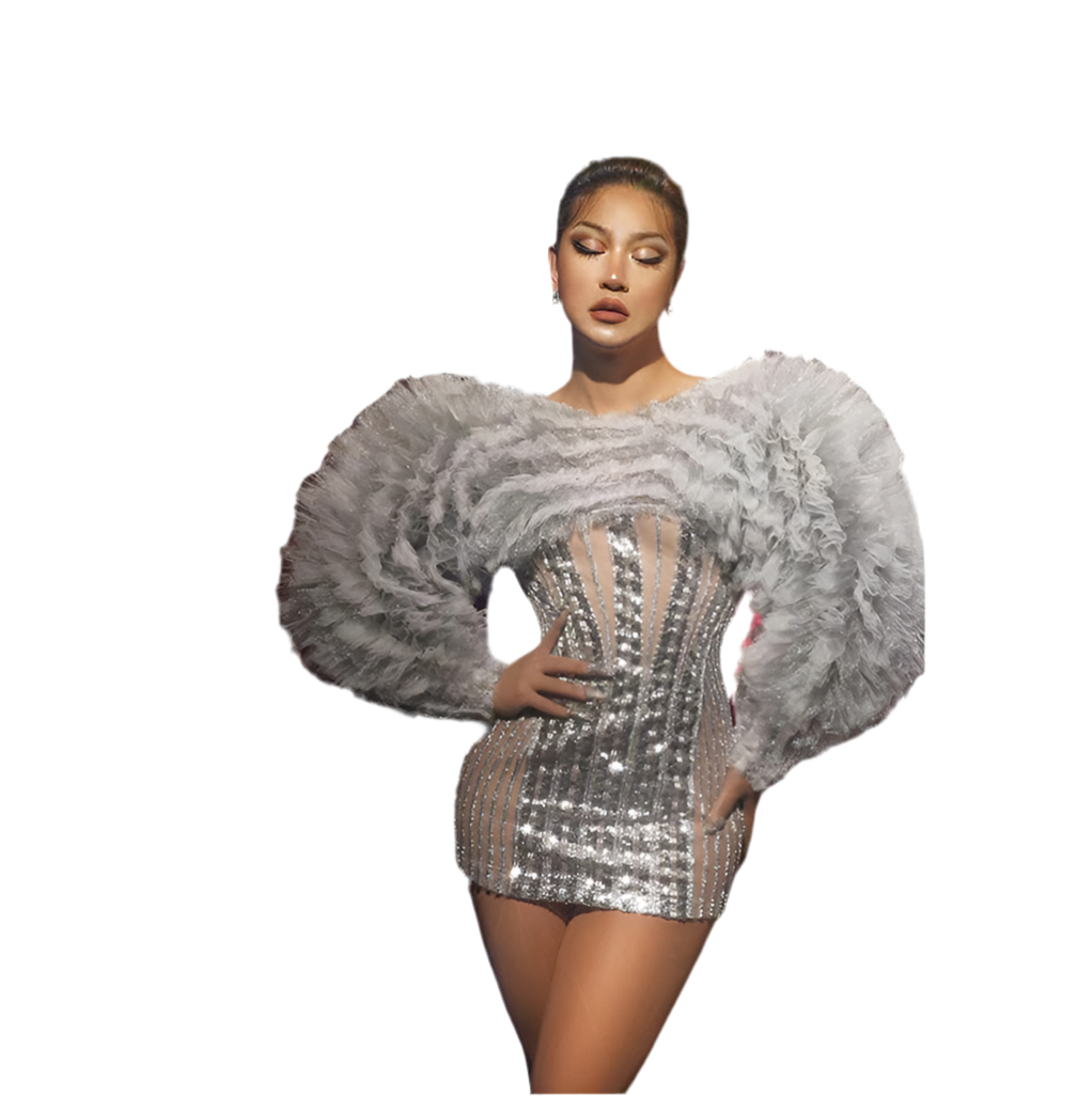 All That Glitters Puff Sleeve Cocktail Dress