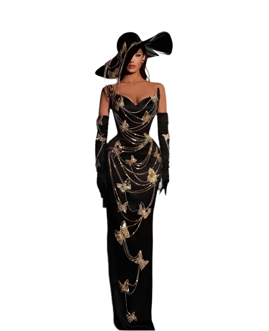 Butter Fly Jeweled Dress