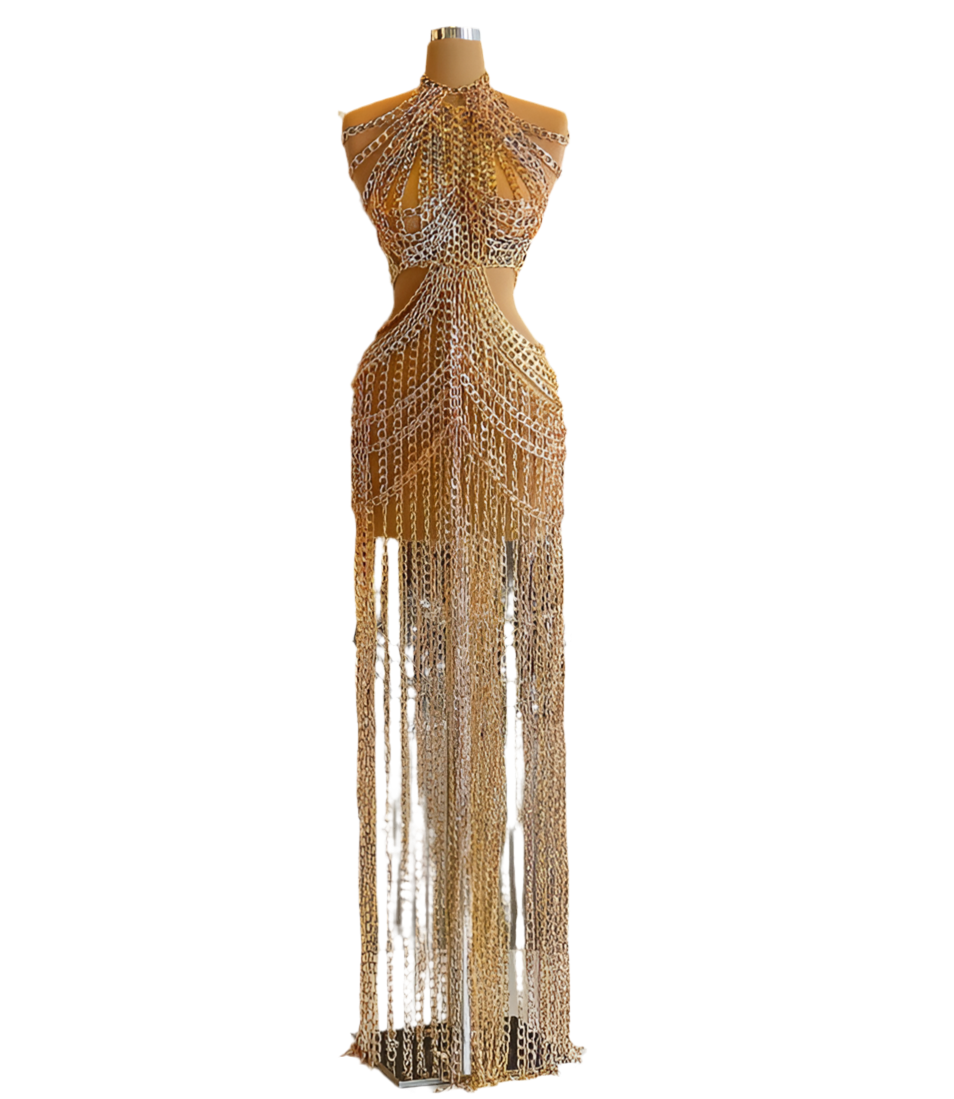 Escape Artist Gold Chain Dress