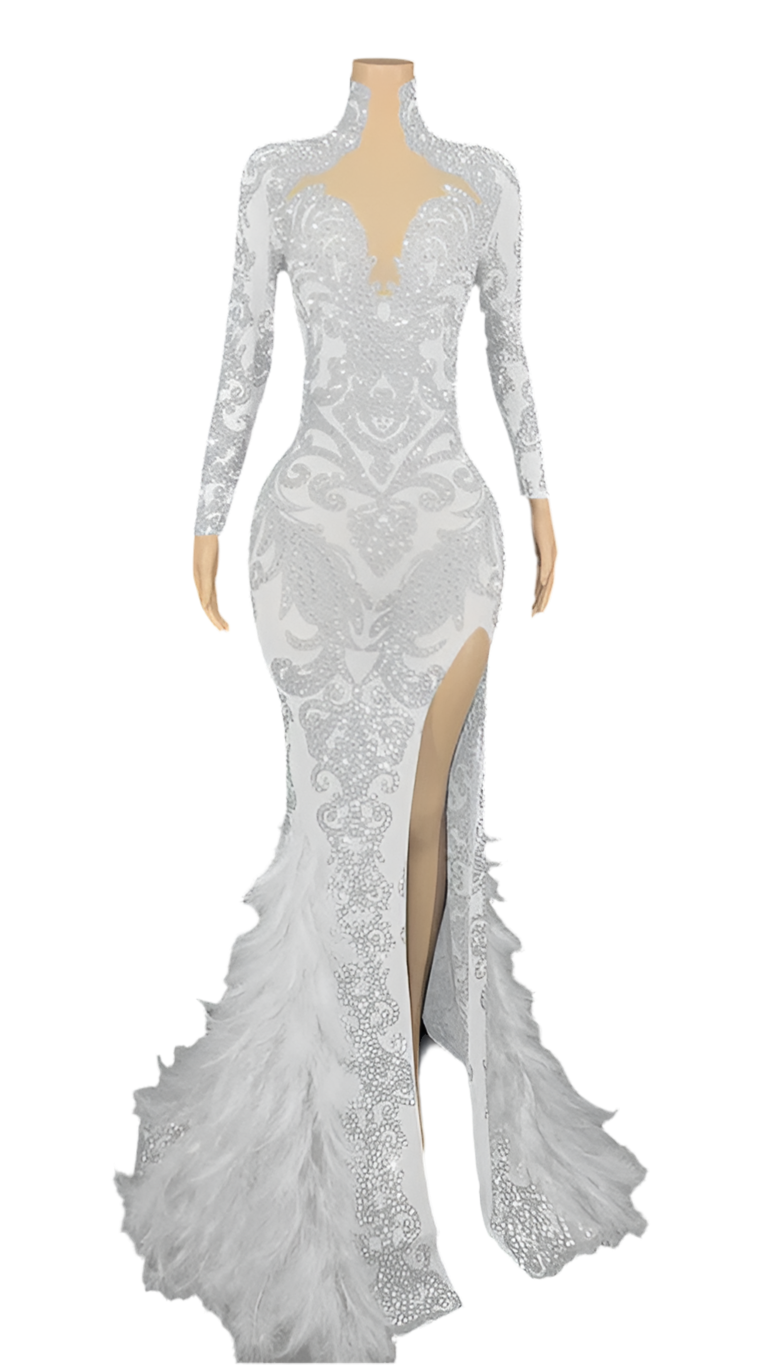 I Want To Dazzle Diamond + Feather Gown