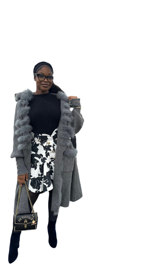 I ALREADY ATE Real Fox Fur + Knitted Cardigan