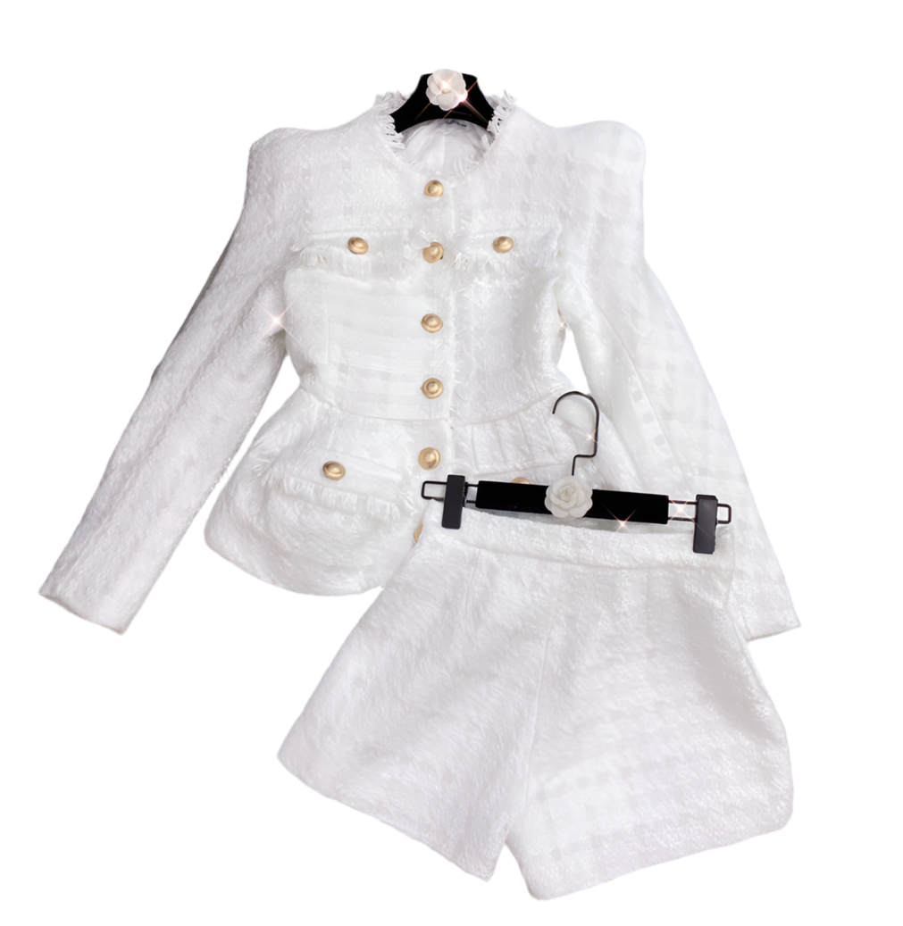Luxury Condo Tweed Blazer +Short Suit