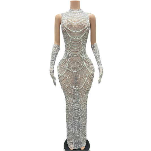 I Like Pearls Pearls Pearls Glam Dress + Gloves