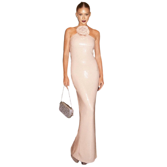 Fresh Apricot Sequins Dress