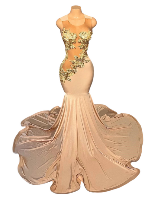 Designer 24K Gold Prom Dress