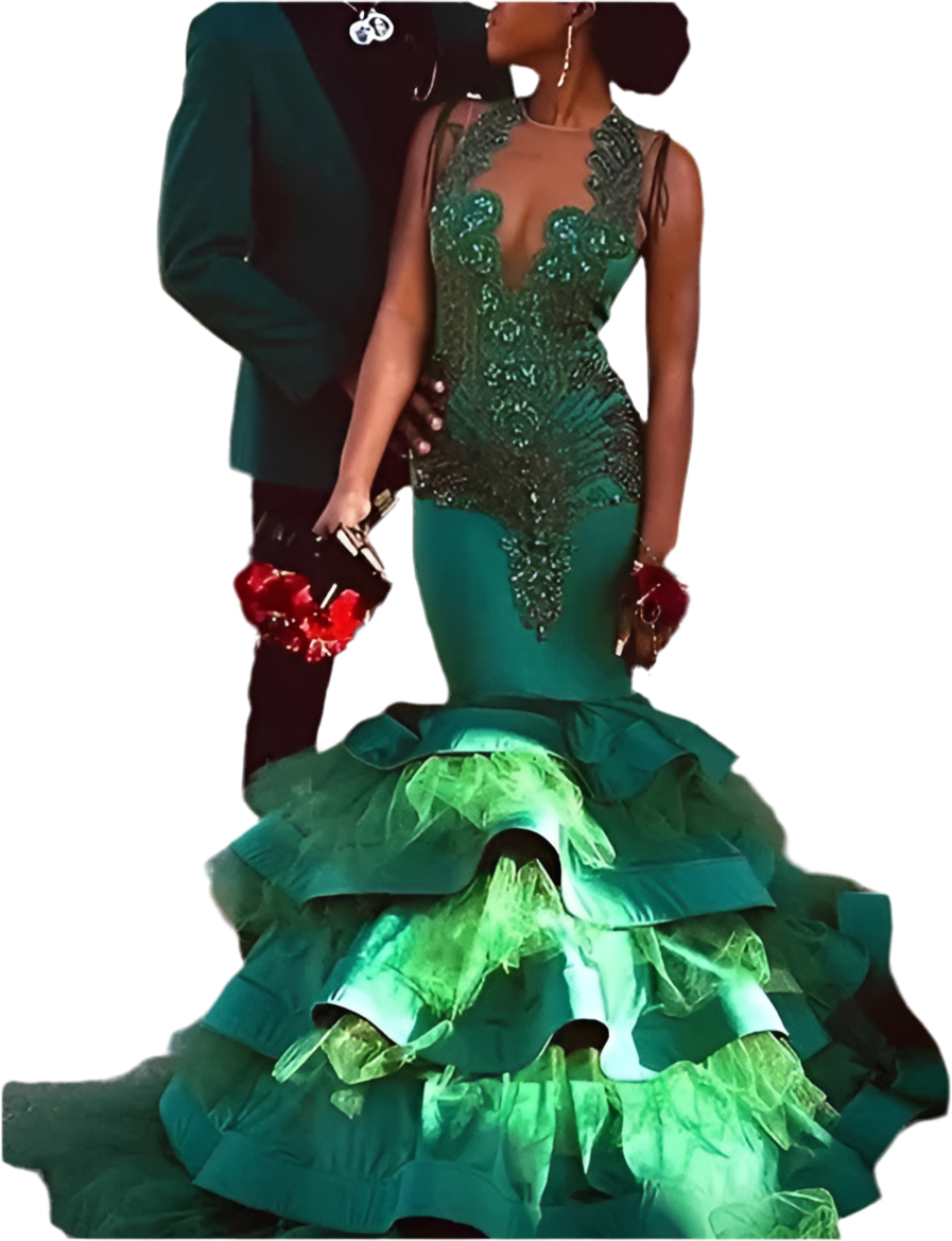 Emerald City Mermaid Glam Prom Dress