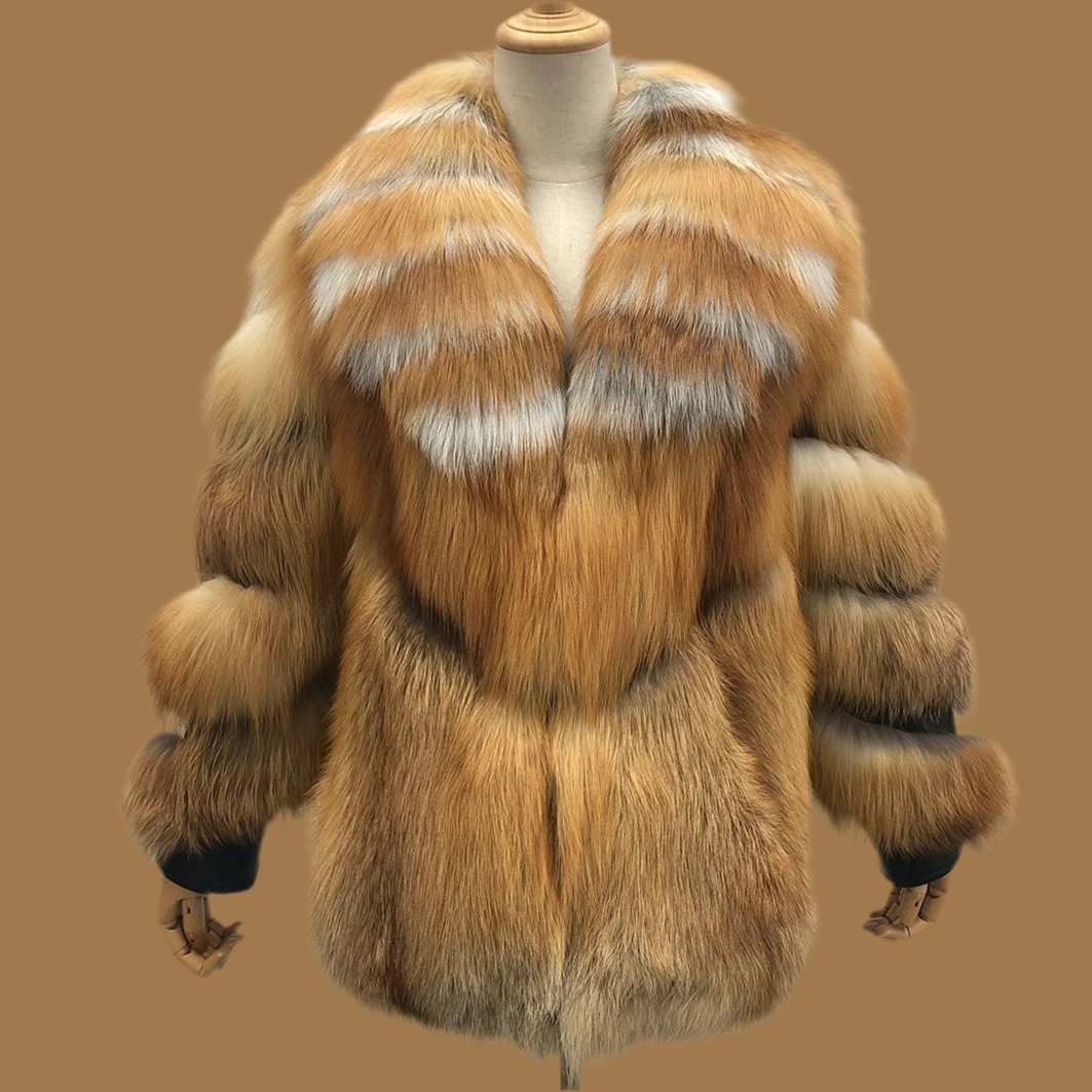 Pep Talk Natural Red Fox Fur Coat